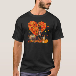 Doberman Autumn Tree Fall Leaves Pumpkin Dog T-Shirt