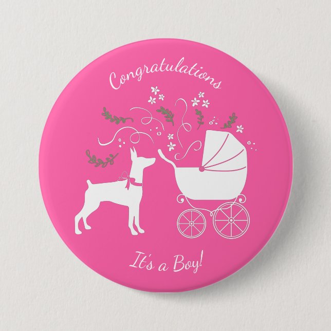 Doberman Baby Shower Dog 7.5 Cm Round Badge (Front)