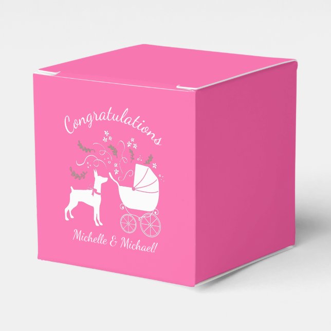 Doberman Baby Shower Dog Favour Box (Front Side)