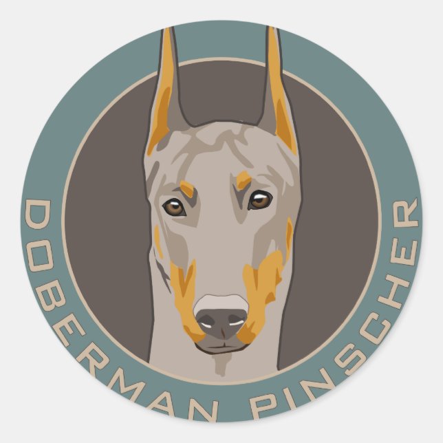 Doberman Badge, Fawn Classic Round Sticker (Front)