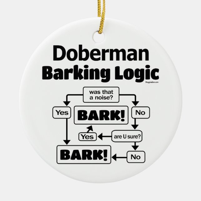 Doberman Barking Logic Ceramic Ornament (Front)