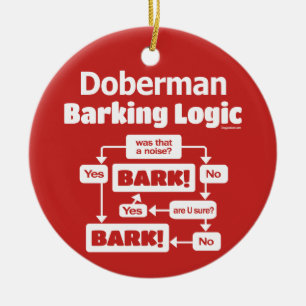 Doberman Barking Logic Ceramic Ornament