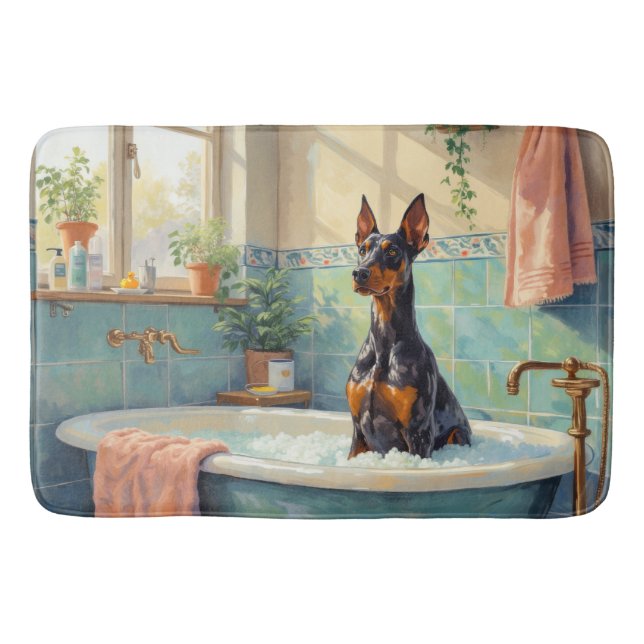 Doberman Bath Time Stylish Bathroom Decor Mat (Front)