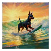 Doberman Beach Surfing Painting
