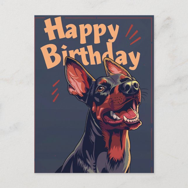 Doberman Birthday Postcard (Front)