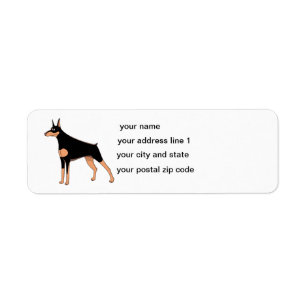 doberman black and rust cartoon return address label