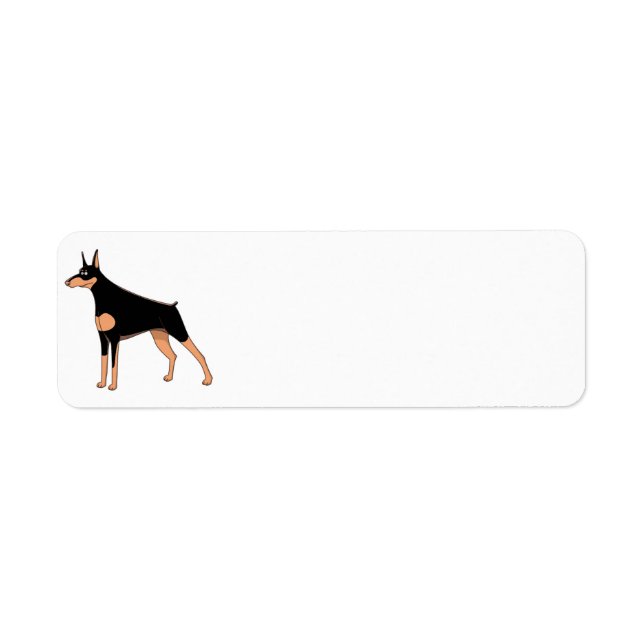 doberman black and rust cartoon return address label (Front)