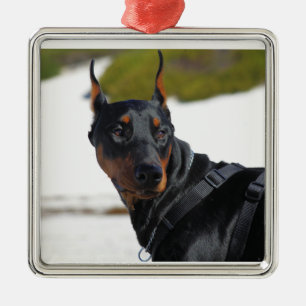 Doberman - Black - Bogie Metal Tree Decoration