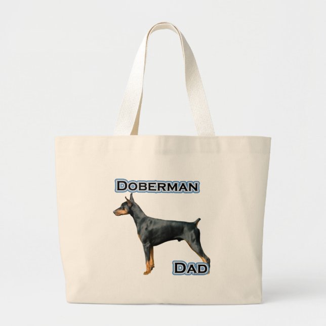 Doberman(black) Dad 4 Large Tote Bag (Front)