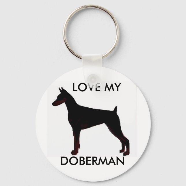 doberman black, LOVE MY, DOBERMAN Key Ring (Front)
