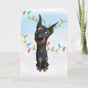 Doberman (Black & Tan) Christmas DOB1 Holiday Card