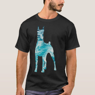 Doberman Bleu Ocean Funny Doberman Dog Silhouette T-Shirt