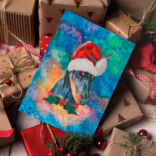 Doberman Breed Dog Christmas Holiday Postcard