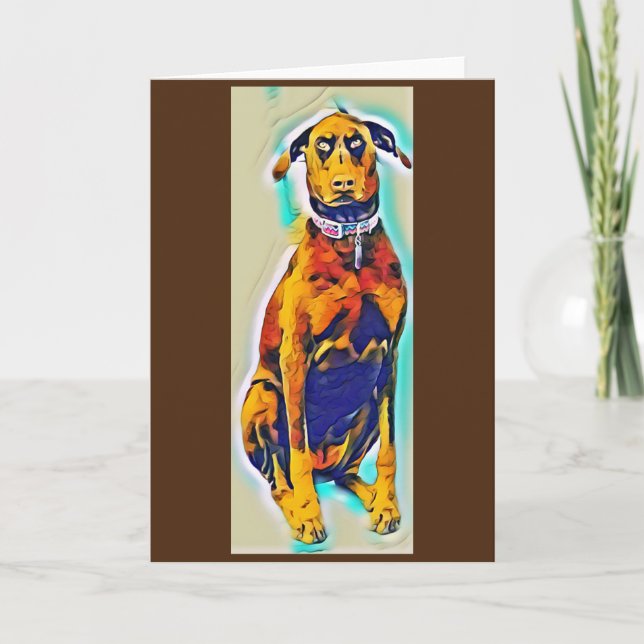 Doberman Brown blank greeting card (Front)