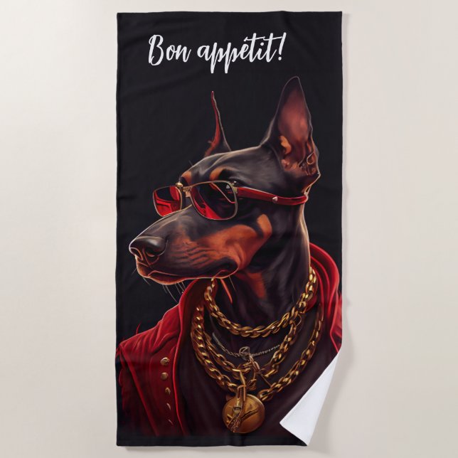 Doberman charm beach towel (Front)
