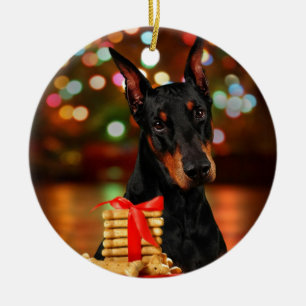 Doberman Christmas Ceramic Tree Decoration