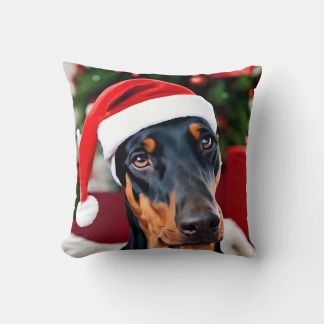 Doberman Christmas Cushion (Front)