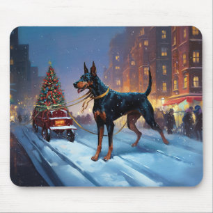 Doberman Christmas Festive Season Mouse Pad