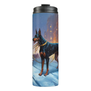 Doberman Christmas Festive Season Thermal Tumbler