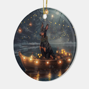 Doberman Christmas Festive Voyage  Ceramic Ornament