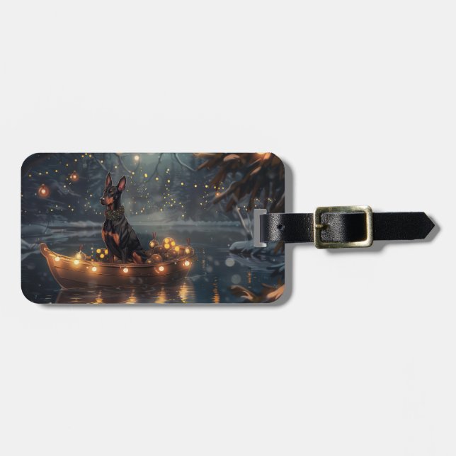 Doberman Christmas Festive Voyage  Luggage Tag (Front Horizontal)