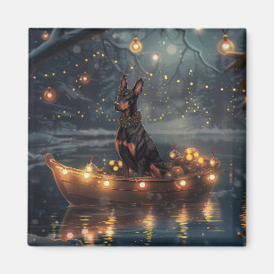 Doberman Christmas Festive Voyage Magnet