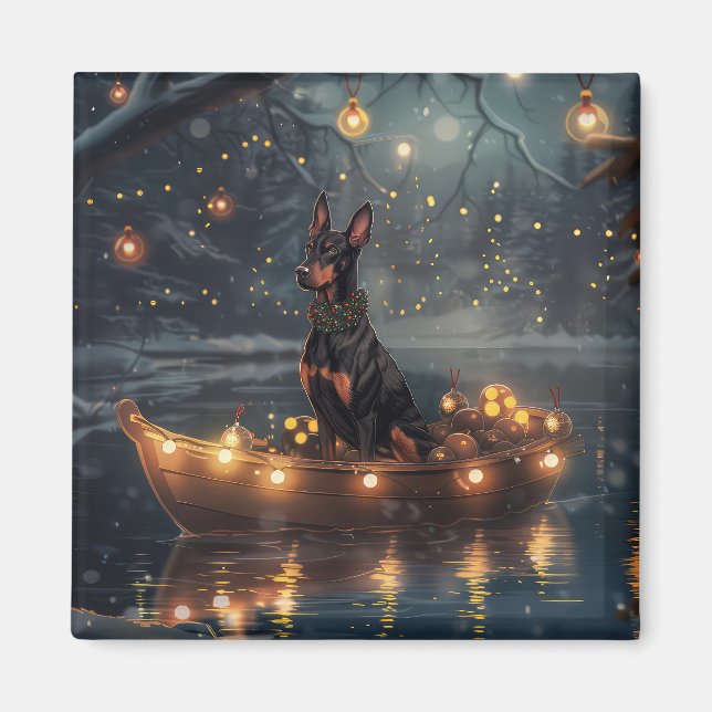 Doberman Christmas Festive Voyage  Magnet (Front)