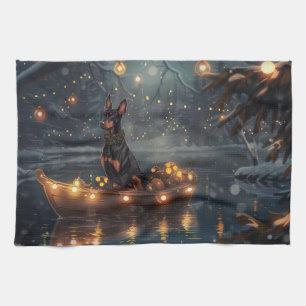 Doberman Christmas Festive Voyage Tea Towel