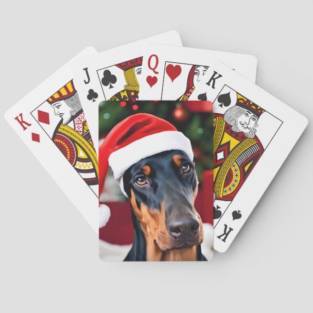Doberman Christmas Playing Cards (Back)