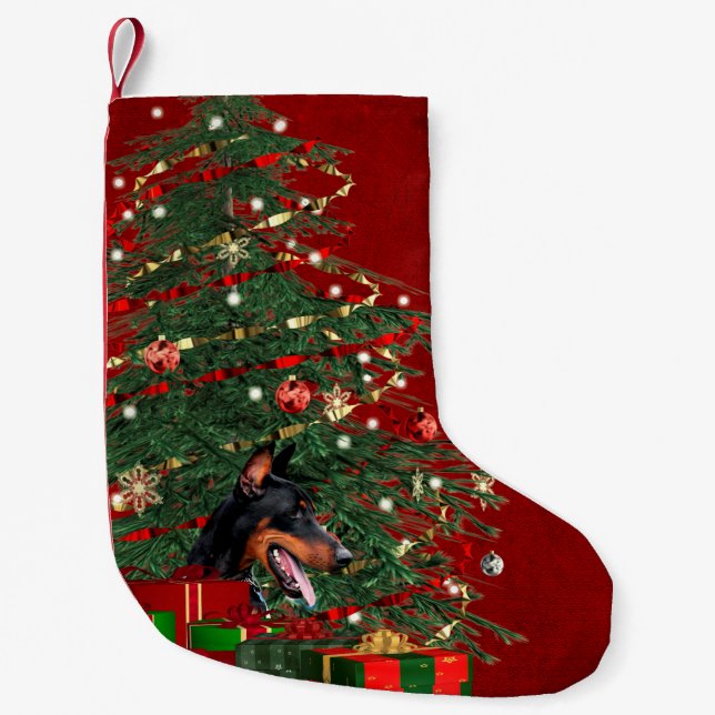 Doberman Christmas Small Christmas Stocking (Front)