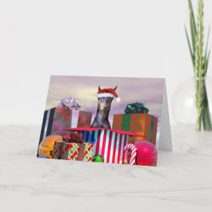 Doberman Christmas Surprise Holiday Card