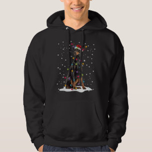 Doberman Christmas Tree Light Pajama Doberman Dog Hoodie