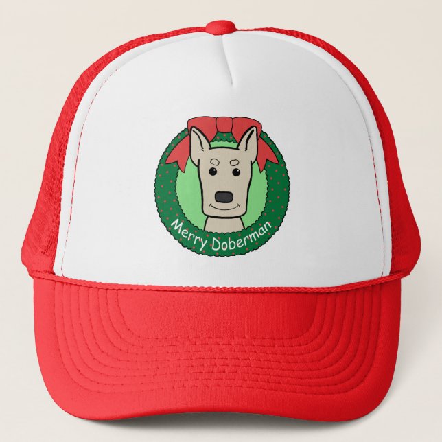Doberman Christmas Trucker Hat (Front)