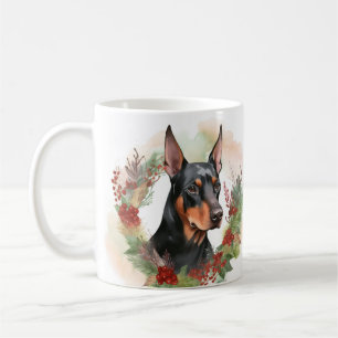 Doberman Christmas Wreath Festive Pup Coffee Mug