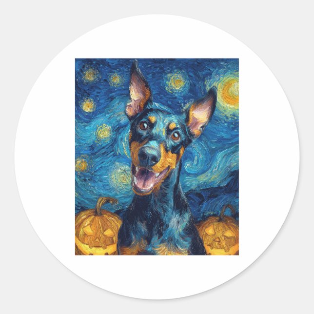 doberman classic round sticker (Front)