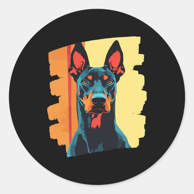Doberman  classic round sticker (Front)