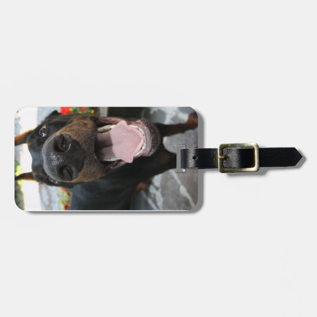 doberman-close up luggage tag (Front Horizontal)