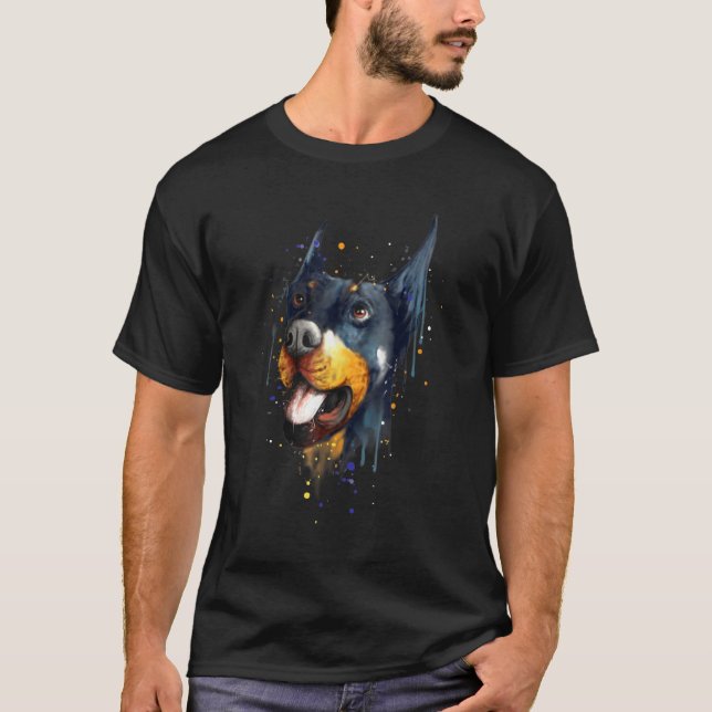 Doberman Colour Splash Dog T-Shirt (Front)