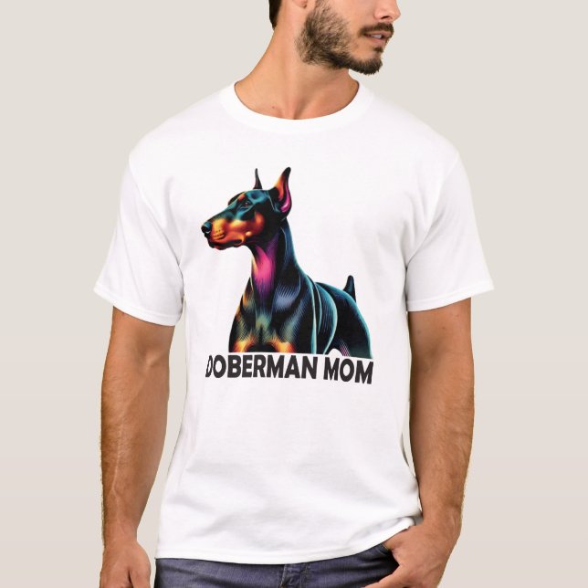 Doberman Colourful Mum T-Shirt (Front)