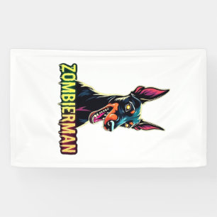 Doberman Dobie Doby Dobermann Zombie Dog Halloween Banner