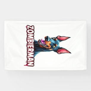 Doberman Dobie Doby Dobermann Zombie Dog Halloween Banner