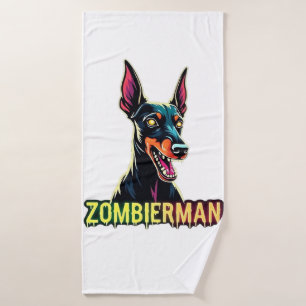 Doberman Dobie Doby Dobermann Zombie Dog Halloween Bath Towel