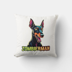 Doberman Dobie Doby Dobermann Zombie Dog Halloween Cushion