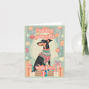 Doberman Dobie Festive Funny Christmas Holiday Card