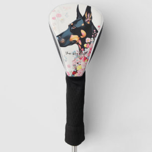 Doberman Dog and Flowers  004 - Tailor jewel Golf Head Cover