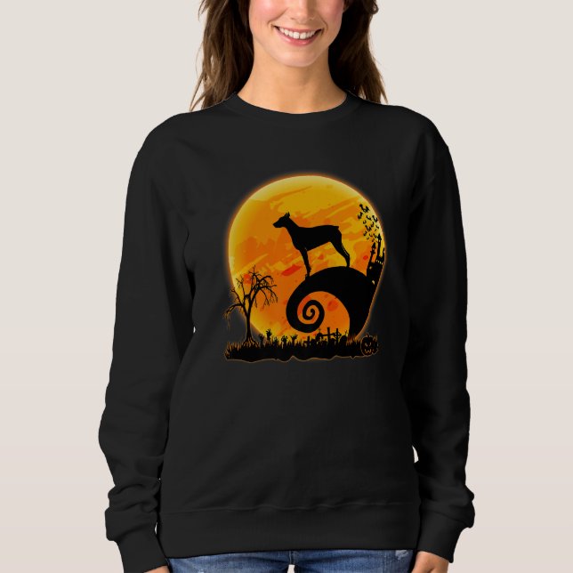 Doberman Dog And Moon  Scary Halloween Costume Sweatshirt (Front)