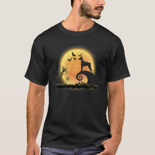 Doberman Dog And Moon Scary Halloween Costume T-Shirt