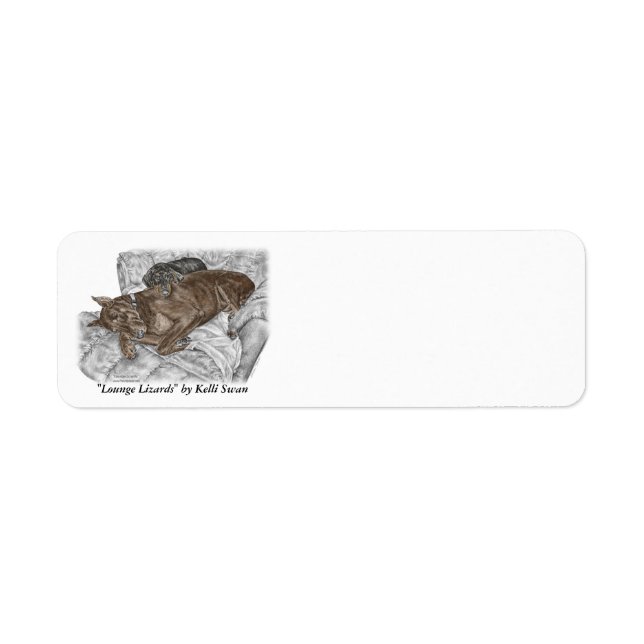 Doberman Dog and Puppy Return Address Label (Front)