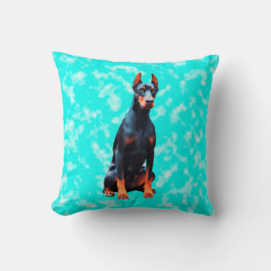 Doberman Dog Art Portrait Cushion