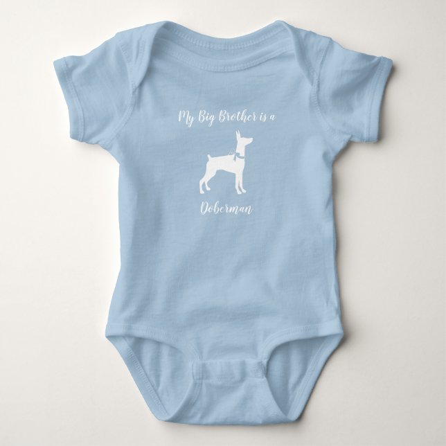 Doberman Dog Baby Shower Puppy Dobie Pinscher Bodysuit (Front)
